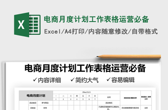 月度工作运营计划表excel模板