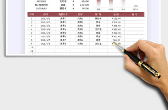 2022現(xiàn)金收入記賬表免費(fèi)下載