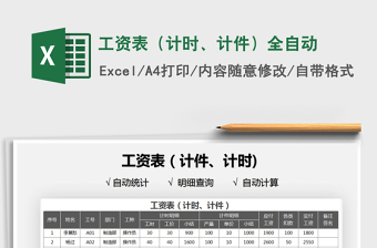 2021工資表（計時、計件）全自動免費(fèi)下載