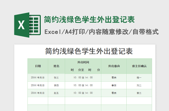 2022簡(jiǎn)約淺綠色學(xué)生外出登記表免費(fèi)下載
