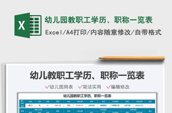 2021幼兒園教職工學歷、職稱一覽表免費下載