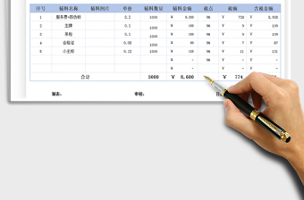 2022辅料销售表格模板（含税）免费下载