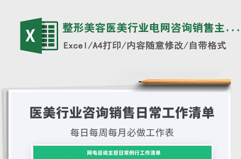 2022整形美容醫(yī)美行業(yè)電網(wǎng)咨詢銷售主管日常例行工作清單免費(fèi)下載