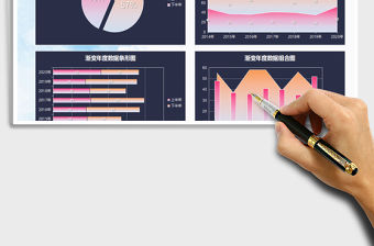 2021紅粉漸變年度數據可視化分析圖表免費下載