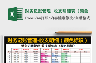 2022財務(wù)記賬管理-收支明細表（顏色免費下載