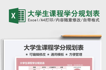 2021大學生課程學分規劃表免費下載