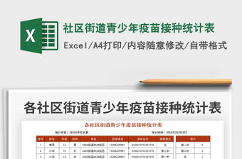 2021社區(qū)街道青少年疫苗接種統(tǒng)計(jì)表免費(fèi)下載