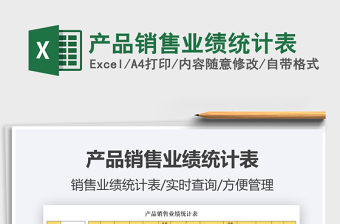 2022產(chǎn)品銷售業(yè)績統(tǒng)計表免費下載