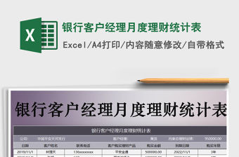 銀行客戶經理月度理財統計表免費下載
