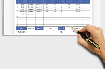 2022员工加班统计审批表免费下载