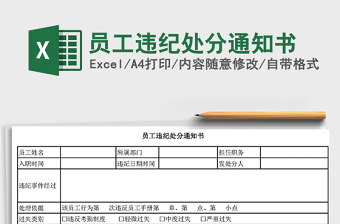 員工違紀(jì)處分通知書免費下載