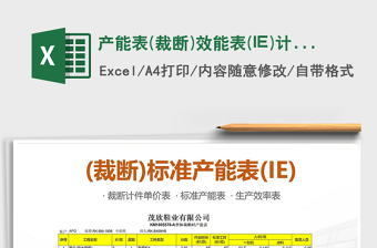 產(chǎn)能表(裁斷)效能表(IE)計(jì)件單價(jià)表免費(fèi)下載
