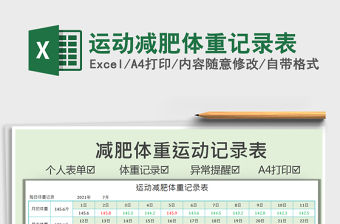 2021運動減肥體重記錄表免費下載
