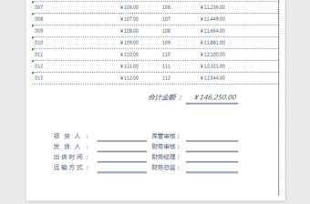 2022产品出货单免费下载