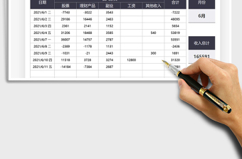 2021個人理財收入明細(xì)表免費下載