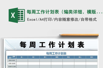 2022每周工作計劃表（編類詳細，橫版A4版式）免費下載