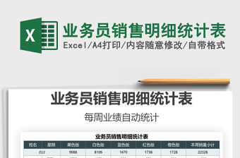 2022業務員銷售明細統計表免費下載