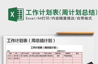 2022部门周工作计划总结表