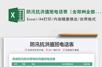 2021防汛抗洪值班電話表（含鄭州全部鄉(xiāng)鎮(zhèn)）免費(fèi)下載