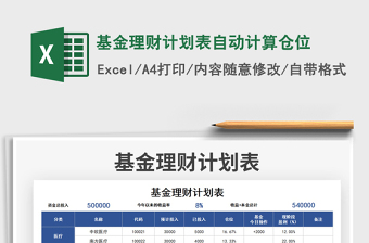 2021基金理財計劃表自動計算倉位免費(fèi)下載