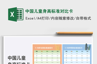 2022儿童身高体重对照excel