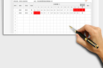 2021开学健康十四天体温测量收集表免费下载