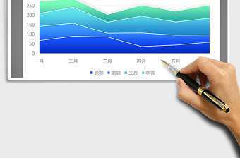 2022纯蓝系列堆积面积图免费下载