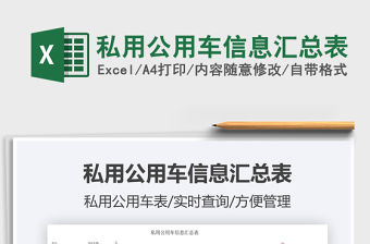2021私用公用車信息匯總表免費下載
