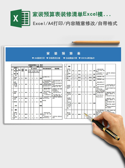 2021家装预算表装修清单Excel模板免费下载