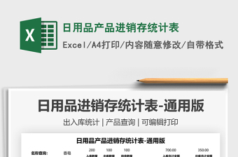 2022日用品產(chǎn)品進(jìn)銷(xiāo)存統(tǒng)計(jì)表免費(fèi)下載