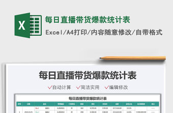 2021每日直播帶貨爆款統計表免費下載