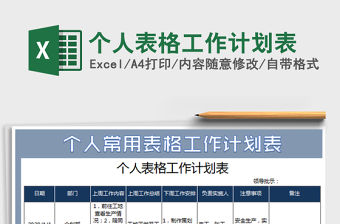 2022個人表格工作計劃表免費下載