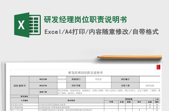 2022研發(fā)經(jīng)理崗位職責說明書免費下載