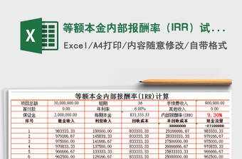 2022等额本金内部报酬率（IRR）试算表免费下载