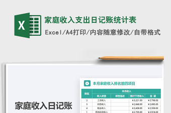 2022家庭收入支出日記賬統計表免費下載