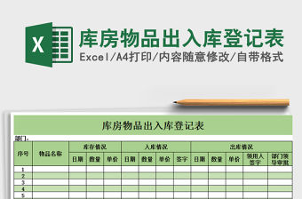 2022庫房物品出入庫登記表免費(fèi)下載