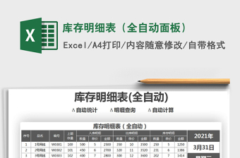 2021庫存明細(xì)表（全自動面板）免費下載