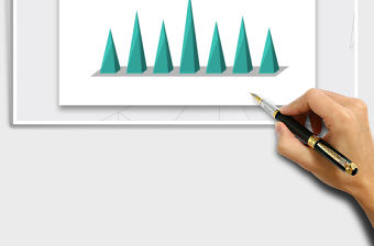 2022創意EXCEL柱形圖(淡雅山峰）免費下載