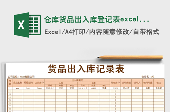 倉庫貨品出入庫登記表excel-帶公式自動計算結余庫存免費下載