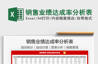 2022銷售業(yè)績(jī)達(dá)成率分析表免費(fèi)下載