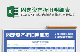 2021固定資產折舊明細表免費下載