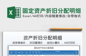 2021固定資產(chǎn)折舊分配明細免費下載