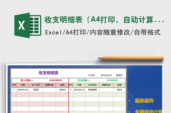 收支明細(xì)表（A4打印，自動(dòng)計(jì)算）免費(fèi)下載