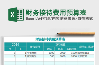 2022財務(wù)接待費用預(yù)算表免費下載