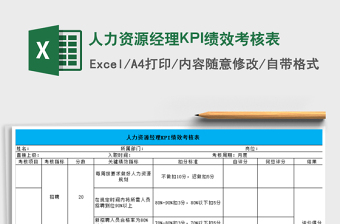 人力資源經(jīng)理KPI績效考核表免費下載
