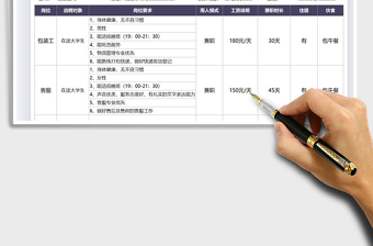 2021暑假工招聘计划表免费下载