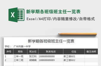 2022新學(xué)期各班級班主任一覽表免費下載