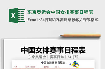 2021東京奧運會中國女排賽事日程表免費下載
