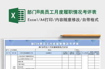 部門B類員工月度履職情況考評表免費(fèi)下載