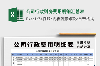 2021公司行政財務費用明細匯總表免費下載